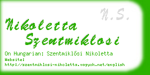 nikoletta szentmiklosi business card